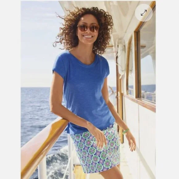 Talbots Purple Green Canvas A-Line Medallion Print Skirt - 12 - Picture 1 of 11